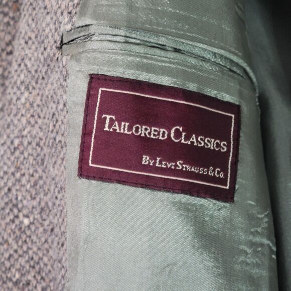 Vintage Levis Strauss Wool Tweed Blazer Lg Sports Coat Elbow Patches Herringbone - Picture 9 of 16